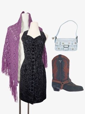 Hand Knit Purple Shawl Poncho Fringe Vintage One Size